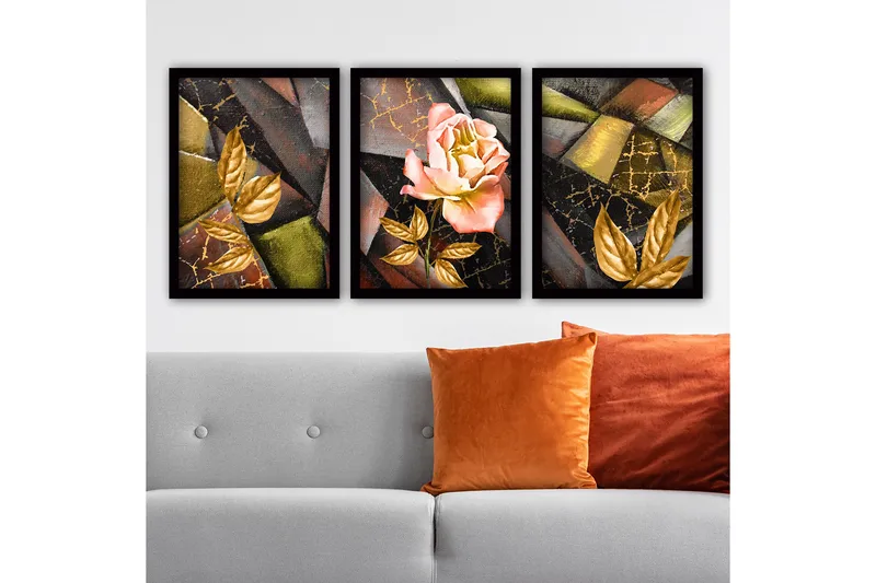 Dekorativ InnRammemet maling 3-Deler 35x45 cm, Flerfarget