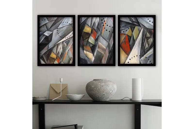 Dekorativ InnRammemet maling 3-Deler 35x45 cm, Flerfarget