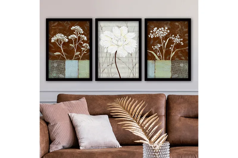 Dekorativ InnRammemet maling 3-Deler 35x45 cm, Flerfarget