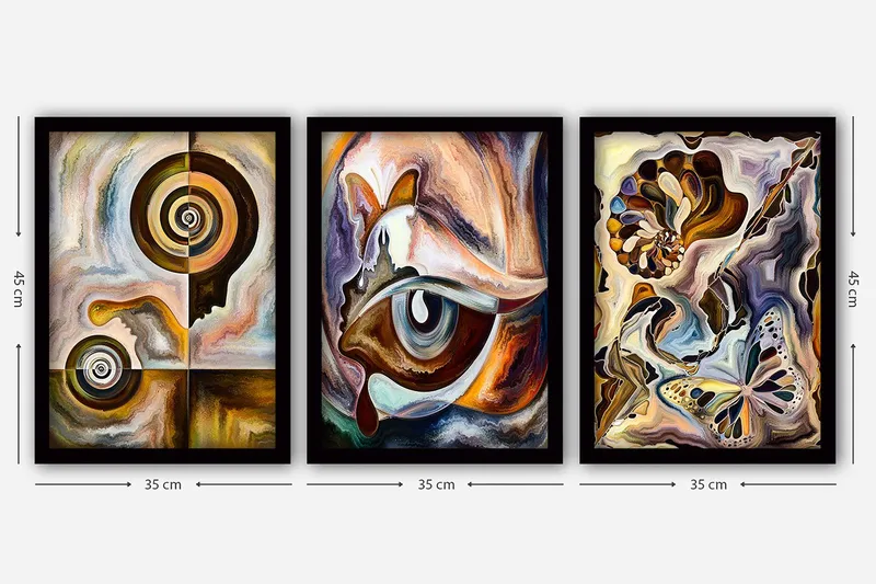 Dekorativ InnRammemet maling 3-Deler 35x45 cm - Flerfarget - Innredning - Bilder & kunst - Lerretsbilder