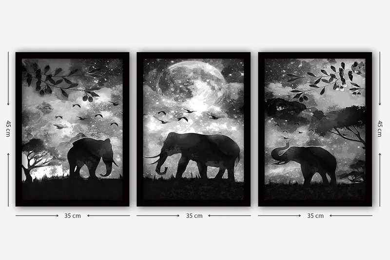 Dekorativ InnRammemet maling 3-Deler 35x45 cm - Flerfarget - Innredning - Bilder & kunst - Lerretsbilder