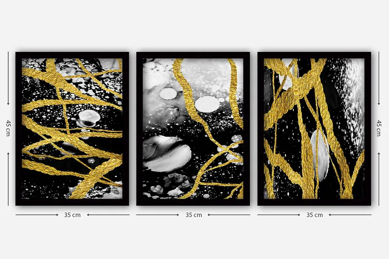 Dekorativ InnRammemet maling 3-Deler 35x45 cm - Flerfarget - Innredning - Bilder & kunst - Lerretsbilder