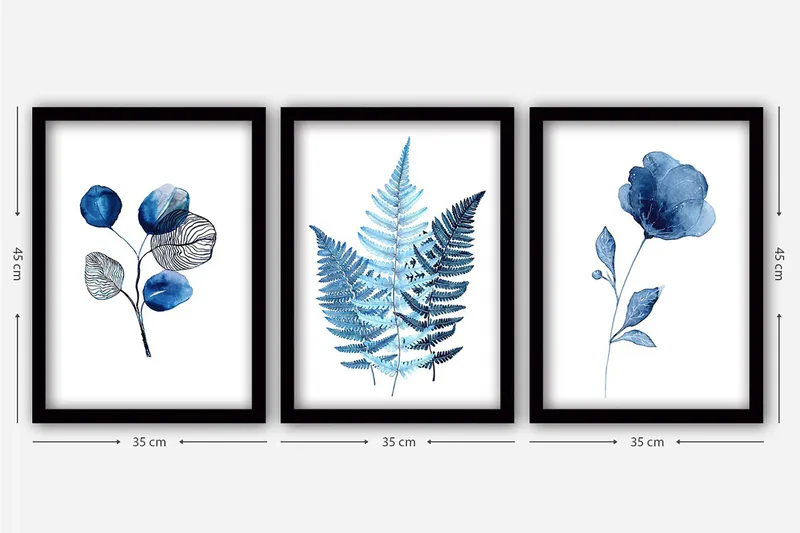 Dekorativ InnRammemet maling 3-Deler 35x45 cm - Flerfarget - Innredning - Bilder & kunst - Lerretsbilder