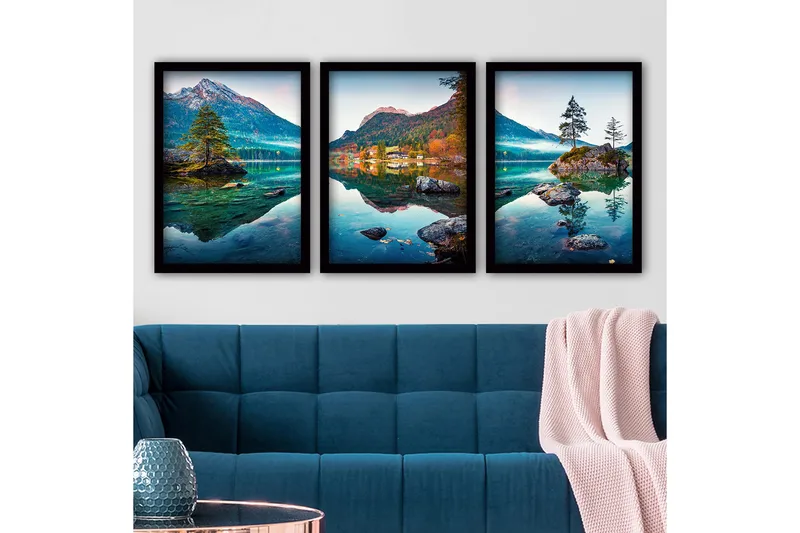 Dekorativ InnRammemet maling 3-Deler 35x45 cm, Flerfarget