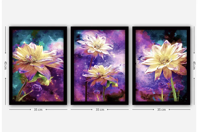 Dekorativ InnRammemet maling 3-Deler 35x45 cm - Flerfarget - Innredning - Bilder & kunst - Lerretsbilder