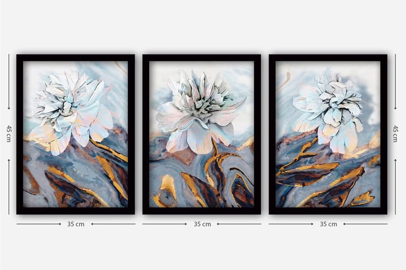 Dekorativ InnRammemet maling 3-Deler 35x45 cm - Flerfarget - Innredning - Bilder & kunst - Lerretsbilder