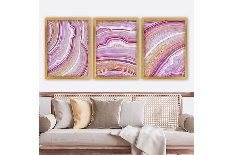 Dekorativ InnRammemet maling 3-Deler 35x45 cm, Flerfarget