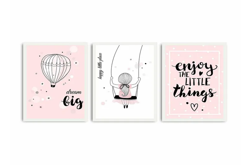 Dekorativ MDF-bilde 3 Deler, Flerfarget