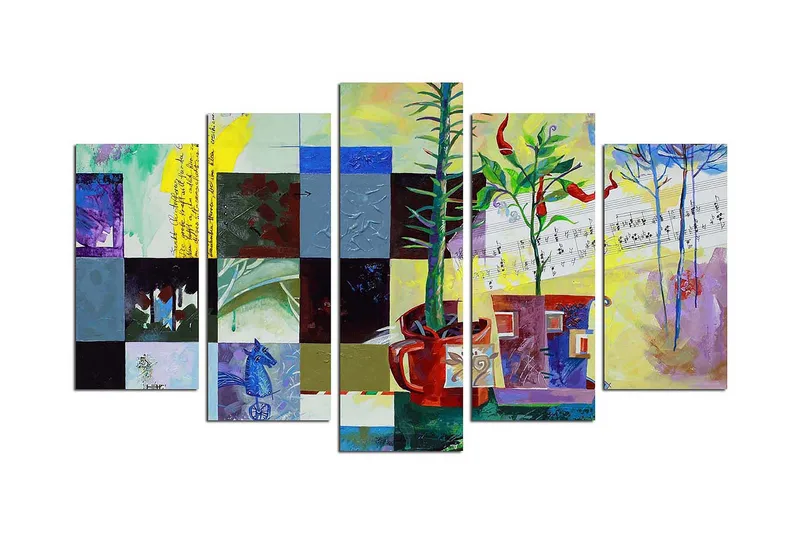 Dekorativ MDF-bilde 5 Deler - Flerfarget - Innredning - Bilder & kunst - Lerretsbilder