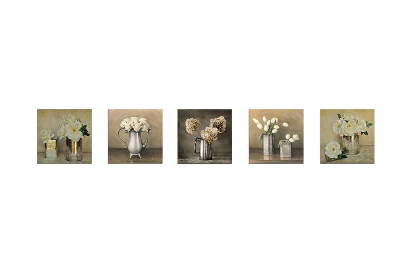 Dekorativ MDF-bilde 5 Deler - Grå/Krem/Hvit - Innredning - Bilder & kunst - Lerretsbilder