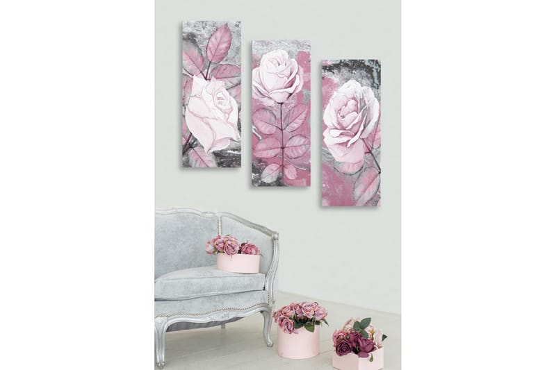 Dekorativ MDF-maling 3-Deler 20x50 cm - Flerfarget - Innredning - Bilder & kunst - Lerretsbilder
