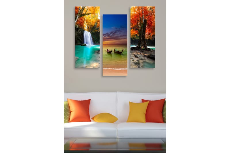 Dekorativ MDF-maling 3-Deler 20x50 cm - Flerfarget - Innredning - Bilder & kunst - Lerretsbilder