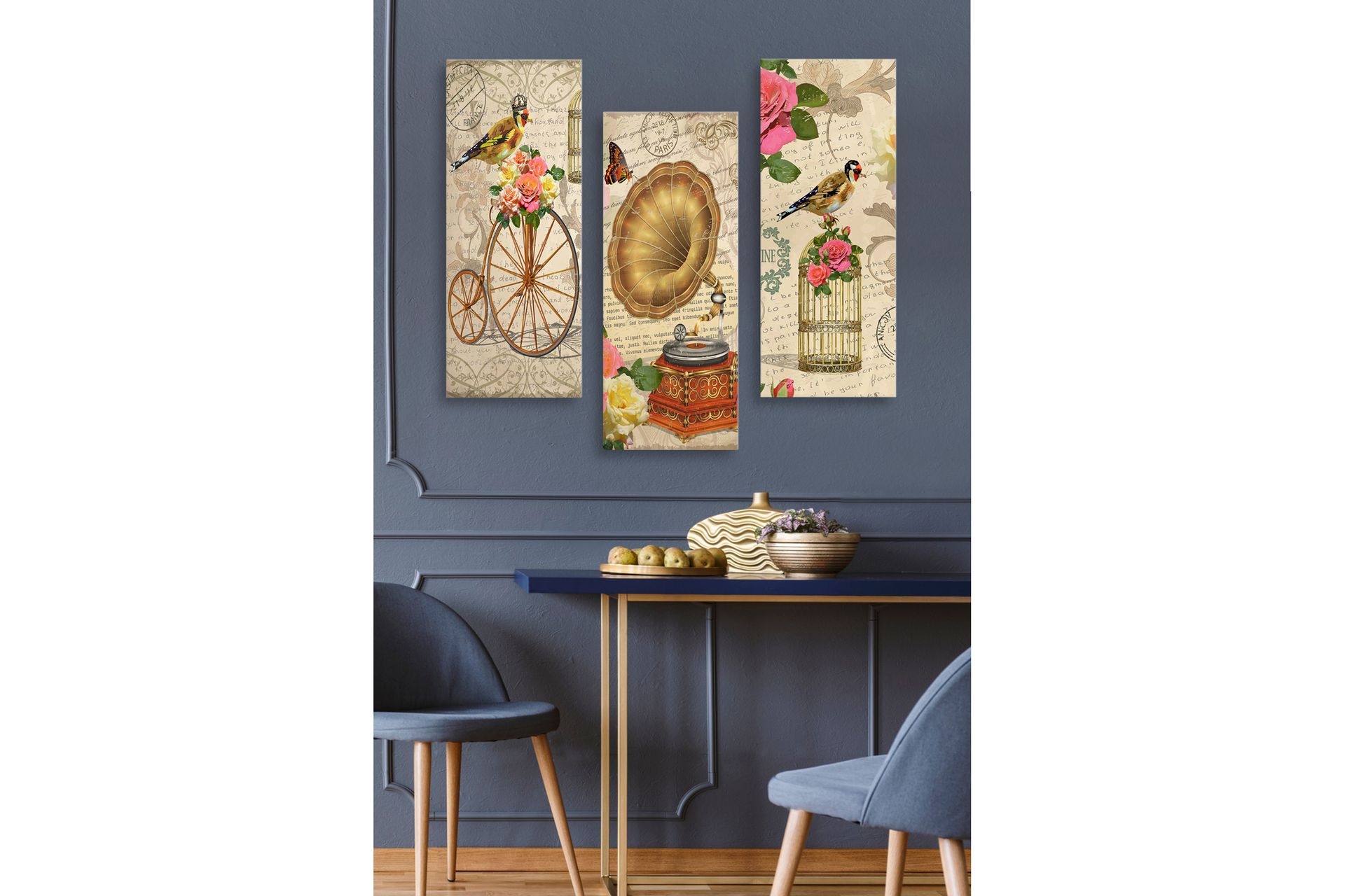 Dekorativ MDF-maling 3-Deler 20x50 cm - Flerfarget - Innredning - Bilder & kunst - Lerretsbilder