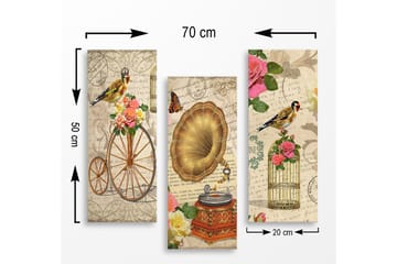 Dekorativ MDF-maling 3-Deler 20x50 cm - Flerfarget - Innredning - Bilder & kunst - Lerretsbilder