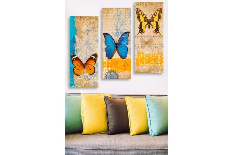 Dekorativ MDF-maling 3-Deler 20x50 cm - Flerfarget - Innredning - Bilder & kunst - Lerretsbilder