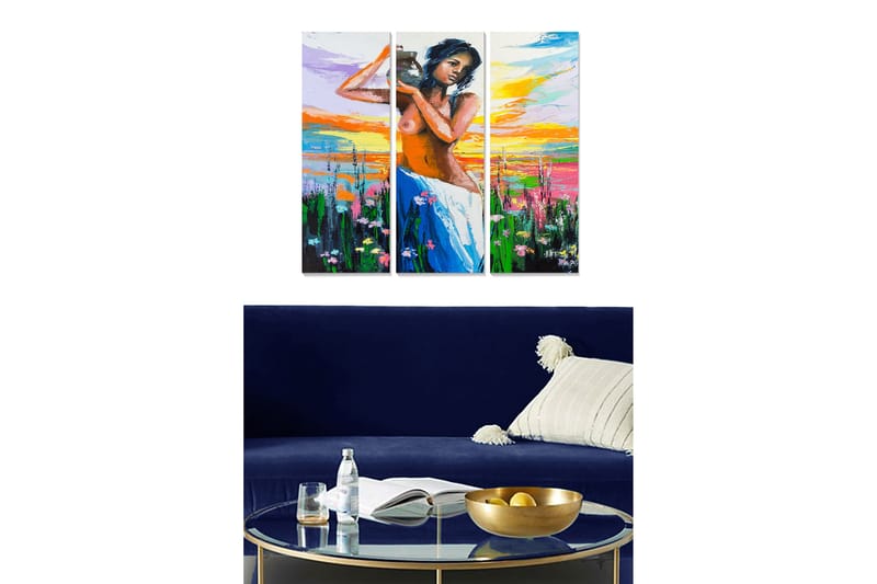 Dekorativ MDF-maling 3-Deler 20x50 cm - Flerfarget - Innredning - Bilder & kunst - Lerretsbilder
