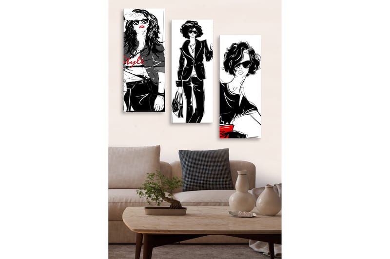 Dekorativ MDF-maling 3-Deler 20x50 cm - Flerfarget - Innredning - Bilder & kunst - Lerretsbilder