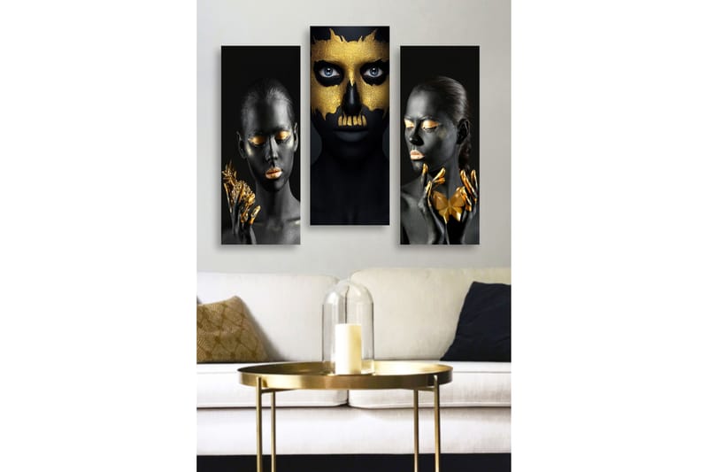 Dekorativ MDF-maling 3-Deler 20x50 cm - Flerfarget - Innredning - Bilder & kunst - Lerretsbilder