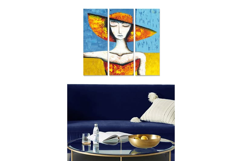 Dekorativ MDF-maling 3-Deler 20x50 cm - Flerfarget - Innredning - Bilder & kunst - Lerretsbilder