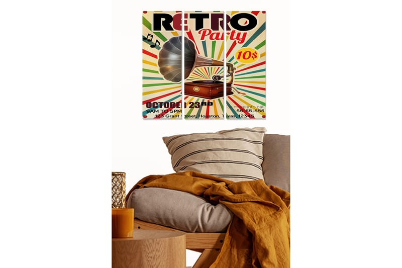Dekorativ MDF-maling 3-Deler 20x50 cm - Flerfarget - Innredning - Bilder & kunst - Lerretsbilder