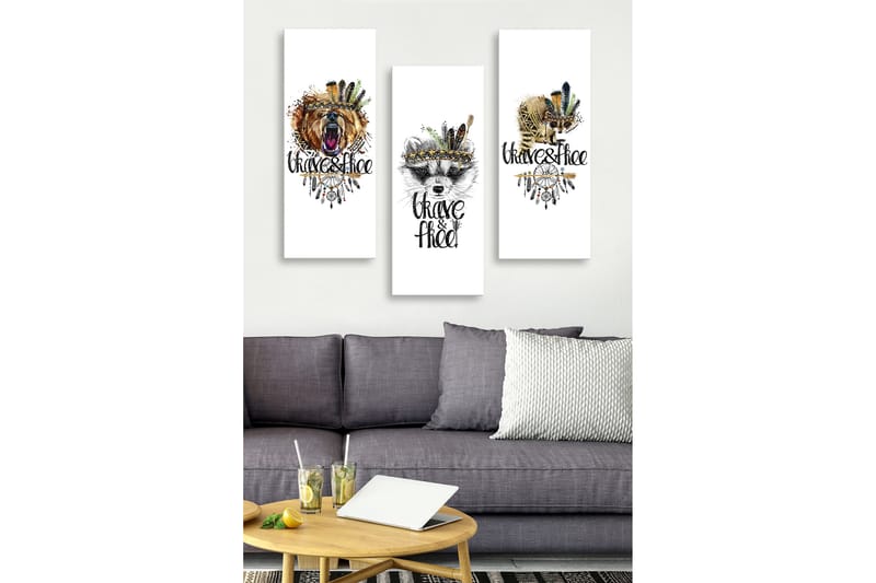Dekorativ MDF-maling 3-Deler 20x50 cm - Flerfarget - Innredning - Bilder & kunst - Lerretsbilder