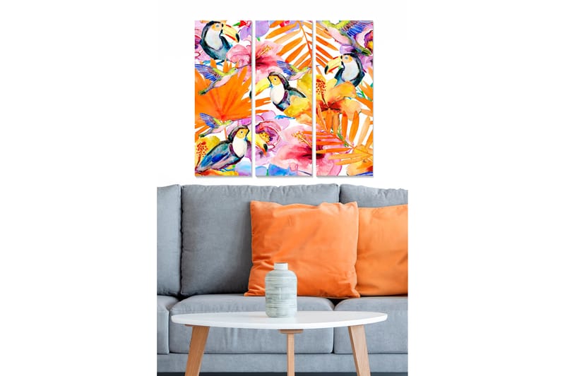 Dekorativ MDF-maling 3-Deler 20x50 cm - Flerfarget - Innredning - Bilder & kunst - Lerretsbilder