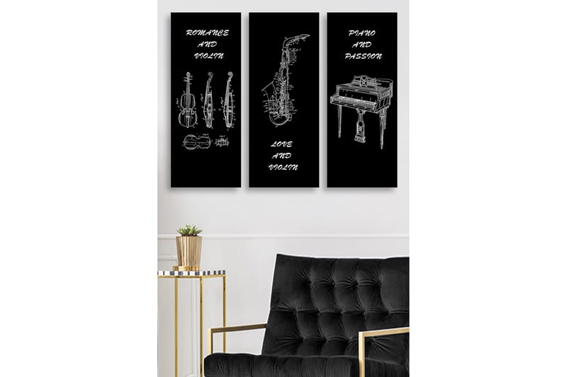 Dekorativ MDF-maling 3-Deler 20x50 cm - Flerfarget - Innredning - Bilder & kunst - Lerretsbilder