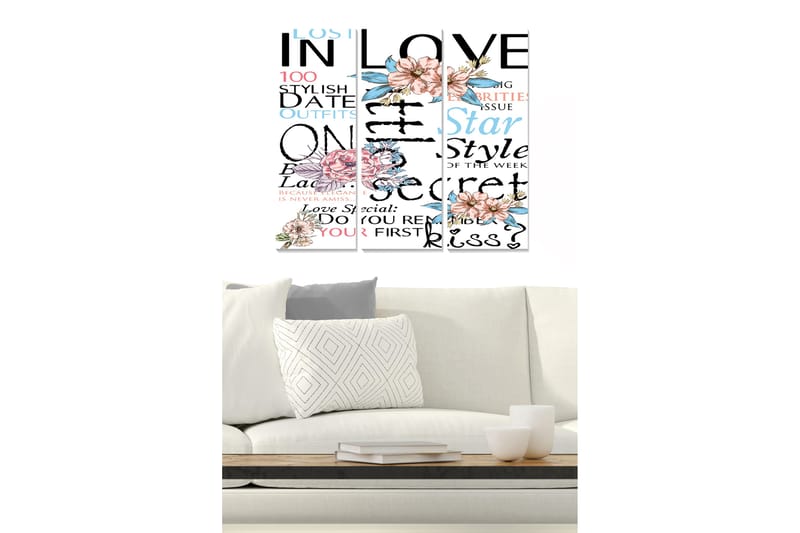 Dekorativ MDF-maling 3-Deler 20x50 cm - Flerfarget - Innredning - Bilder & kunst - Lerretsbilder