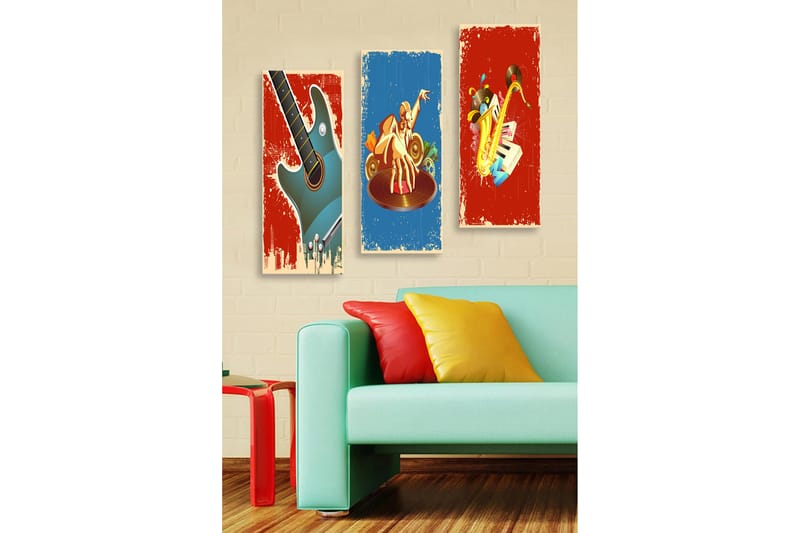 Dekorativ MDF-maling 3-Deler 20x50 cm - Flerfarget - Innredning - Bilder & kunst - Lerretsbilder