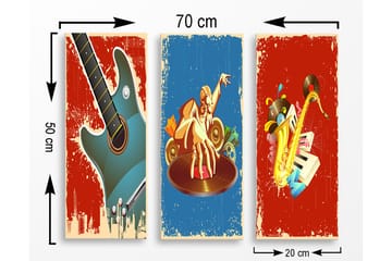 Dekorativ MDF-maling 3-Deler 20x50 cm - Flerfarget - Innredning - Bilder & kunst - Lerretsbilder
