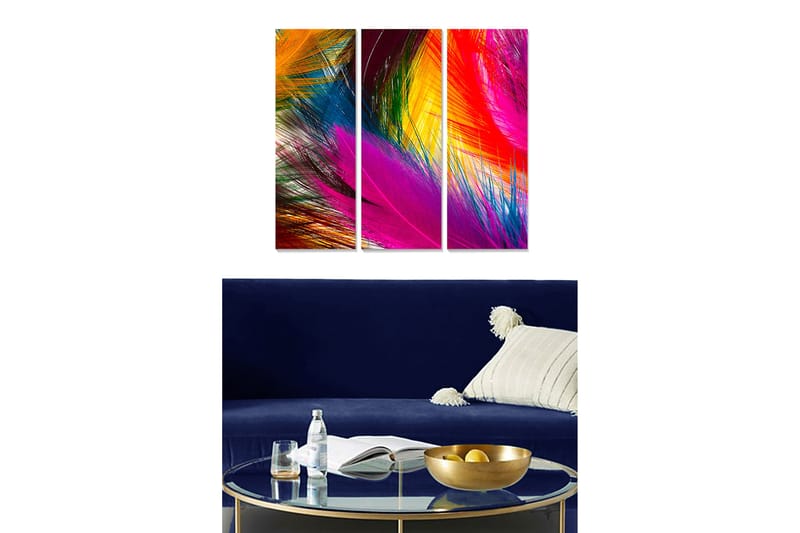 Dekorativ MDF-maling 3-Deler 20x50 cm - Flerfarget - Innredning - Bilder & kunst - Lerretsbilder