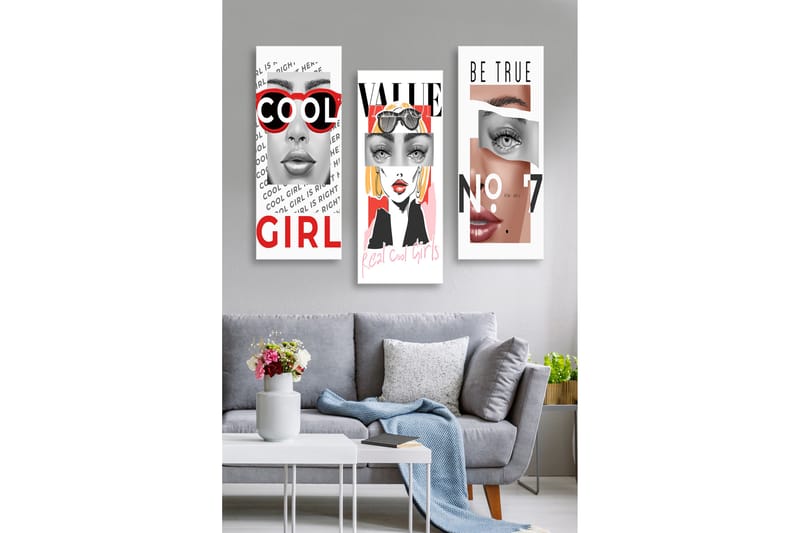 Dekorativ MDF-maling 3-Deler 20x50 cm - Flerfarget - Innredning - Bilder & kunst - Lerretsbilder