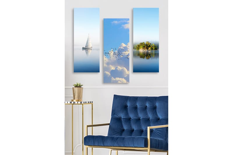 Dekorativ MDF-maling 3-Deler 20x50 cm - Flerfarget - Innredning - Bilder & kunst - Lerretsbilder