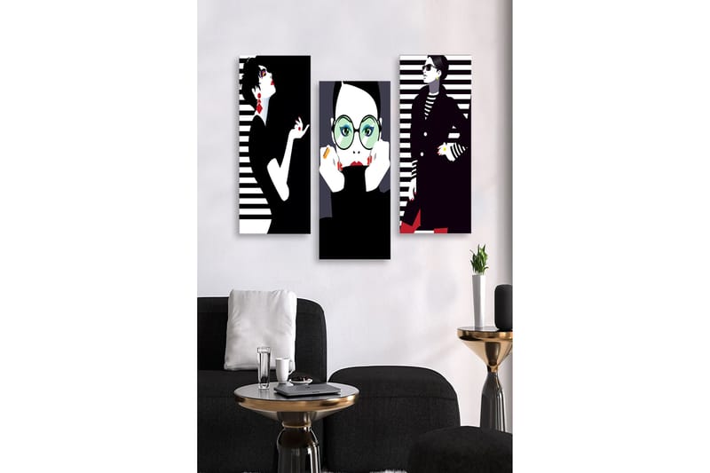Dekorativ MDF-maling 3-Deler 20x50 cm - Flerfarget - Innredning - Bilder & kunst - Lerretsbilder
