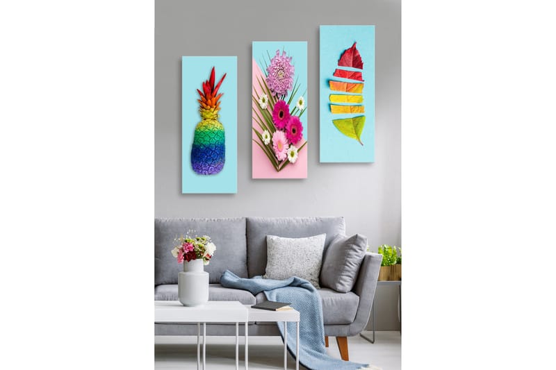 Dekorativ MDF-maling 3-Deler 20x50 cm - Flerfarget - Innredning - Bilder & kunst - Lerretsbilder