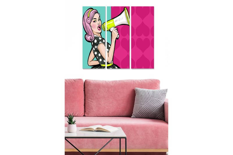 Dekorativ MDF-maling 3-Deler 20x50 cm - Flerfarget - Innredning - Bilder & kunst - Lerretsbilder