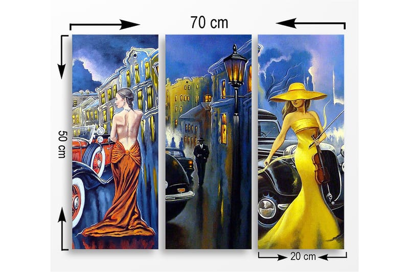 Dekorativ MDF-maling 3-Deler 20x50 cm - Flerfarget - Innredning - Bilder & kunst - Lerretsbilder