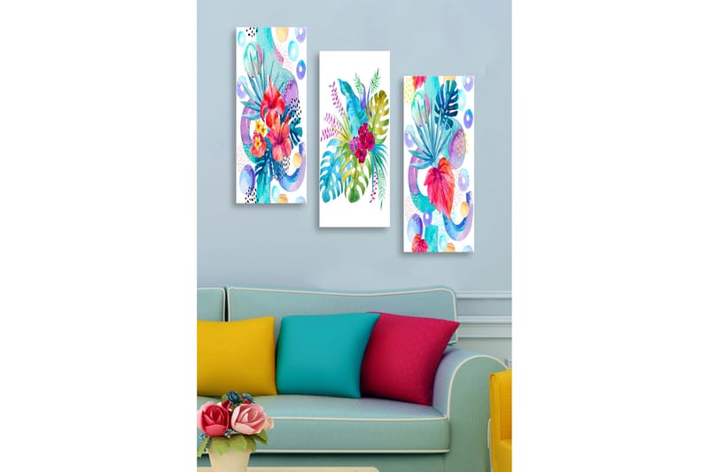 Dekorativ MDF-maling 3-Deler 20x50 cm - Flerfarget - Innredning - Bilder & kunst - Lerretsbilder