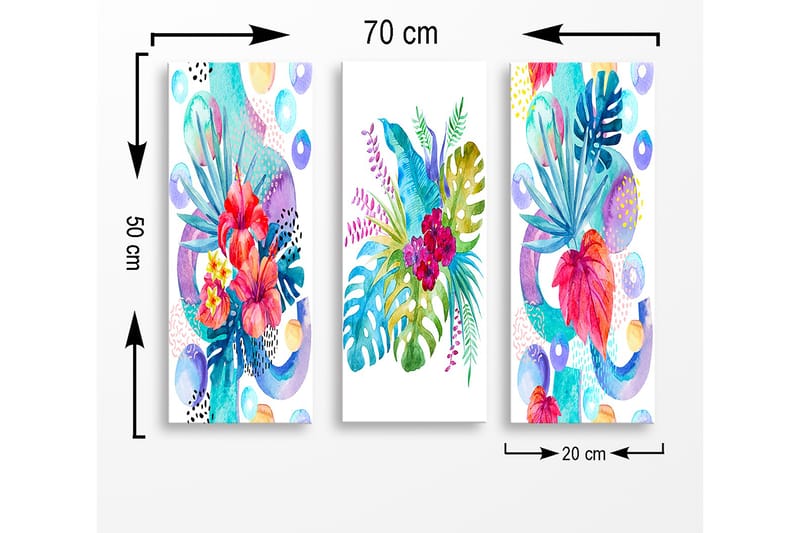 Dekorativ MDF-maling 3-Deler 20x50 cm - Flerfarget - Innredning - Bilder & kunst - Lerretsbilder