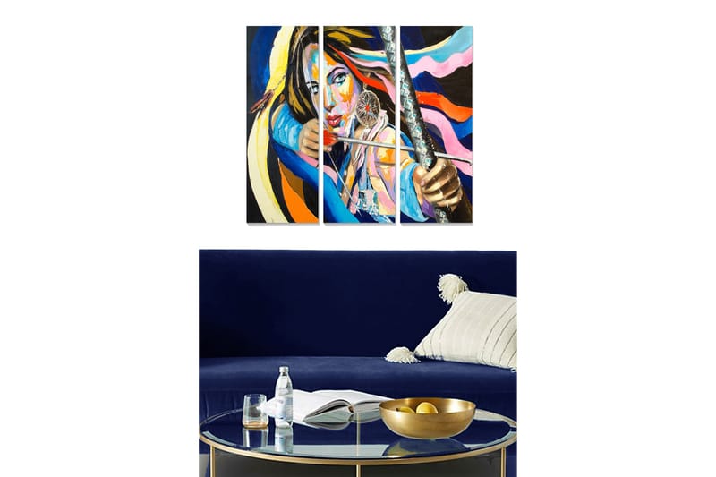 Dekorativ MDF-maling 3-Deler 20x50 cm - Flerfarget - Innredning - Bilder & kunst - Lerretsbilder
