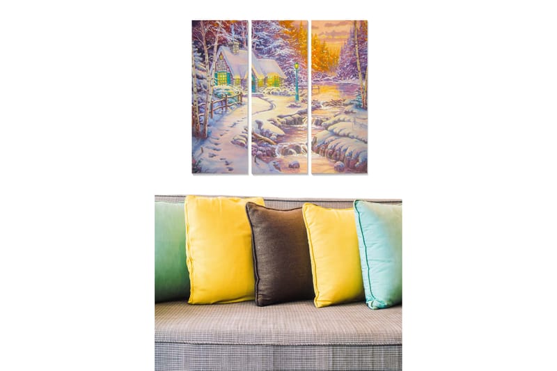 Dekorativ MDF-maling 3-Deler 20x50 cm - Flerfarget - Innredning - Bilder & kunst - Lerretsbilder