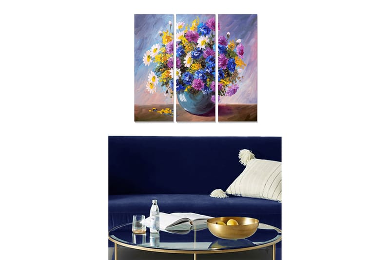 Dekorativ MDF-maling 3-Deler 20x50 cm - Flerfarget - Innredning - Bilder & kunst - Lerretsbilder