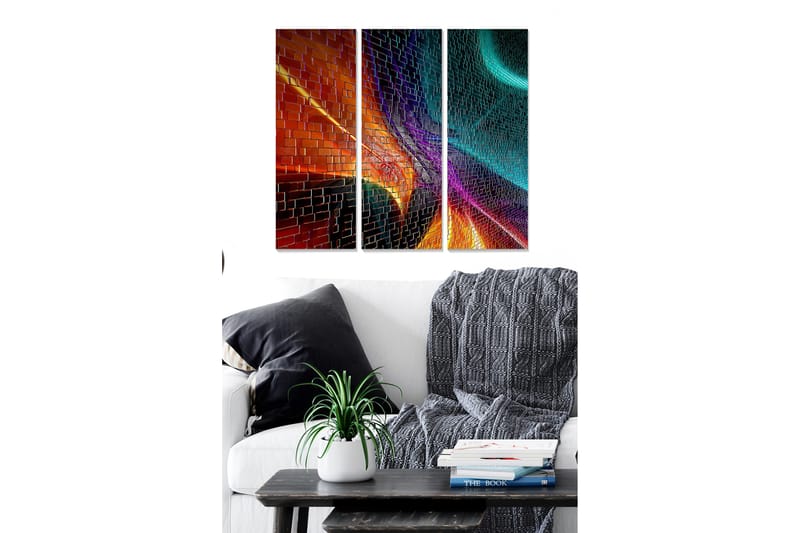 Dekorativ MDF-maling 3-Deler 20x50 cm - Flerfarget - Innredning - Bilder & kunst - Lerretsbilder