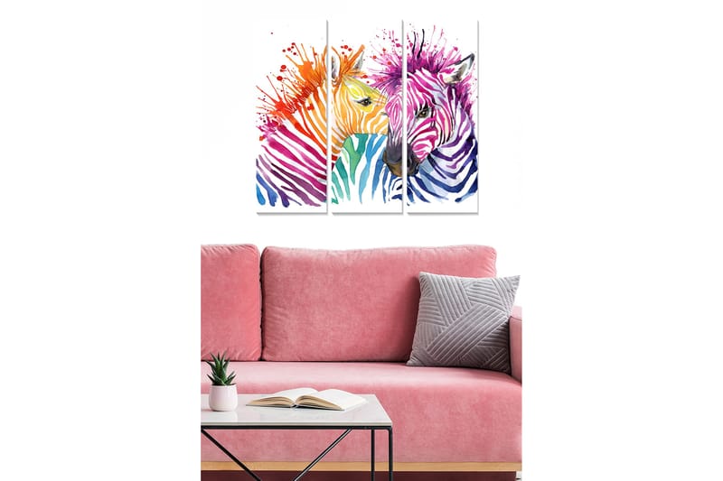 Dekorativ MDF-maling 3-Deler 20x50 cm - Flerfarget - Innredning - Bilder & kunst - Lerretsbilder