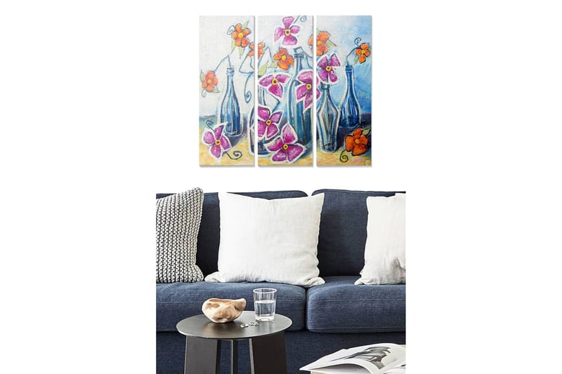 Dekorativ MDF-maling 3-Deler 20x50 cm - Flerfarget - Innredning - Bilder & kunst - Lerretsbilder