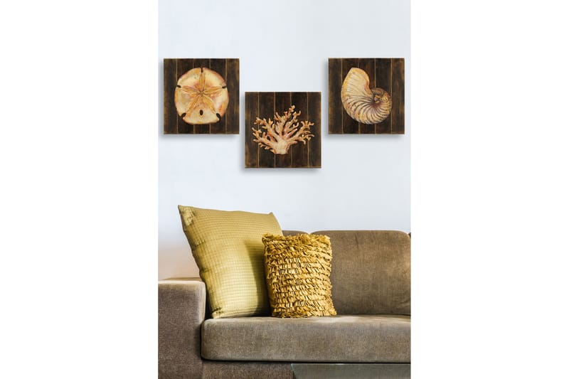 Dekorativ MDF-maling 3-Deler 30x30 cm - Flerfarget - Innredning - Bilder & kunst - Lerretsbilder