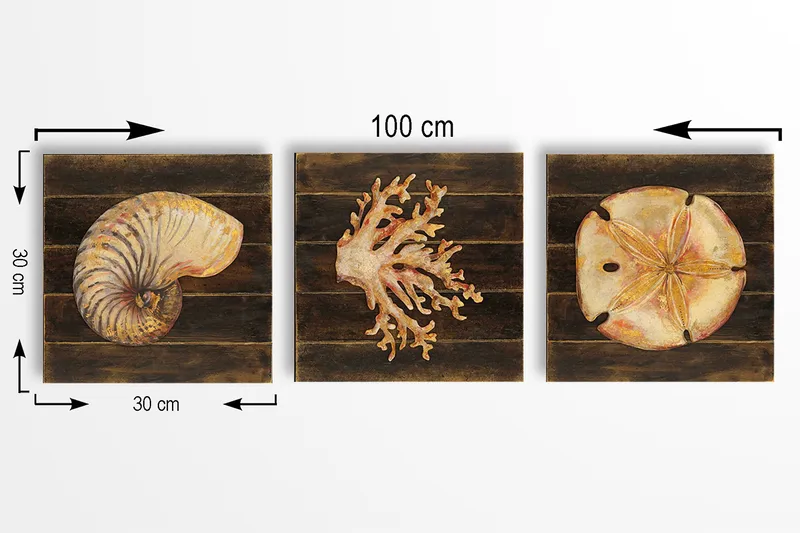 Dekorativ MDF-maling 3-Deler 30x30 cm - Flerfarget - Innredning - Bilder & kunst - Lerretsbilder