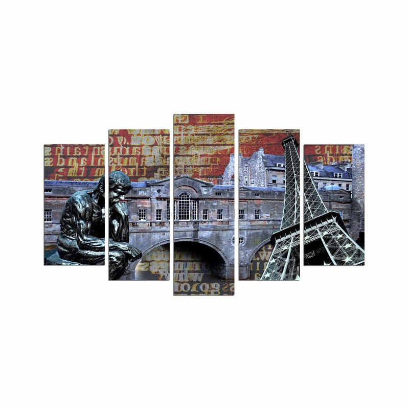 Dekorativ MDF-maling 5-Deler 20x60 cm - Flerfarget - Innredning - Bilder & kunst - Lerretsbilder