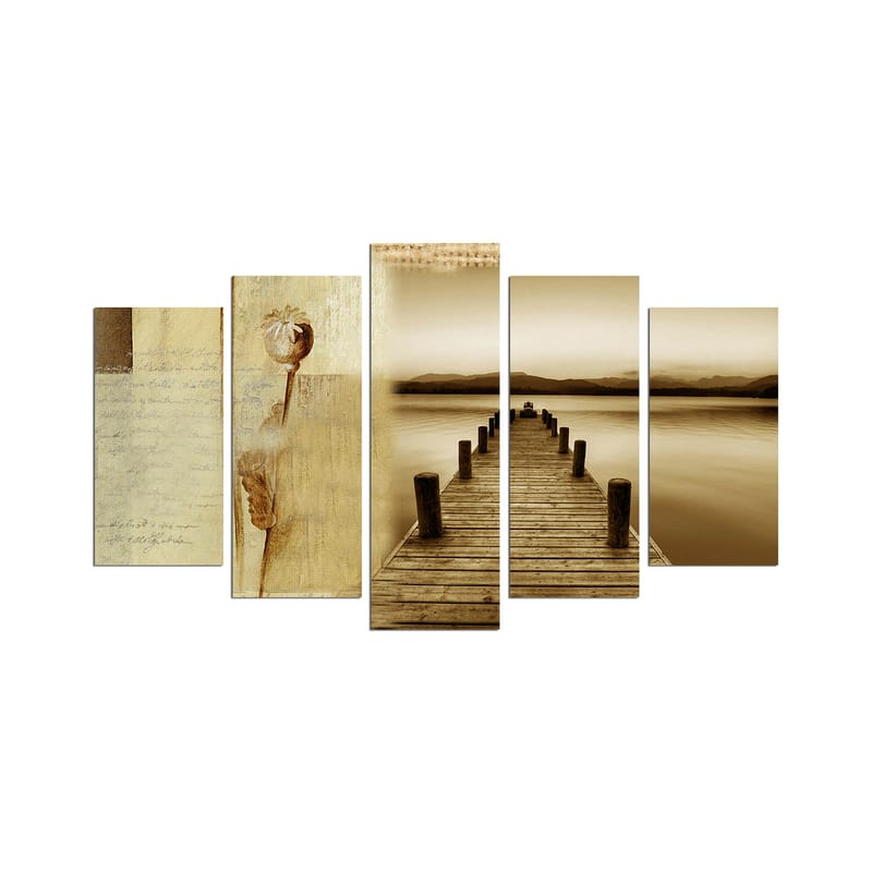 Dekorativ MDF-maling 5-Deler 20x60 cm - Flerfarget - Innredning - Bilder & kunst - Lerretsbilder