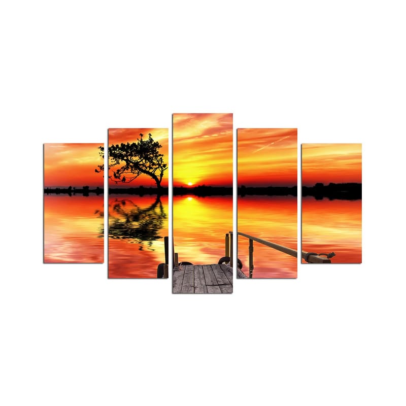 Dekorativ MDF-maling 5-Deler 20x60 cm - Flerfarget - Innredning - Bilder & kunst - Lerretsbilder